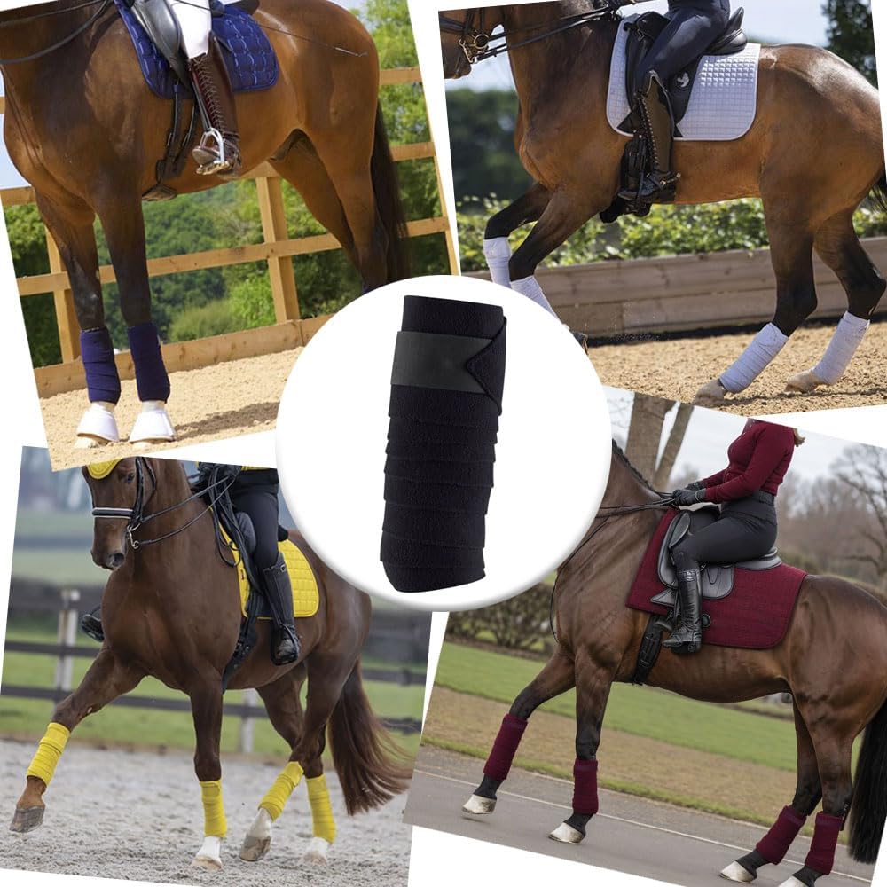 Horse Polo Leg Wraps Soft Fleece Wraps Equestrian Leg Bandage 4-Pack (Full(10ft), Yellow)