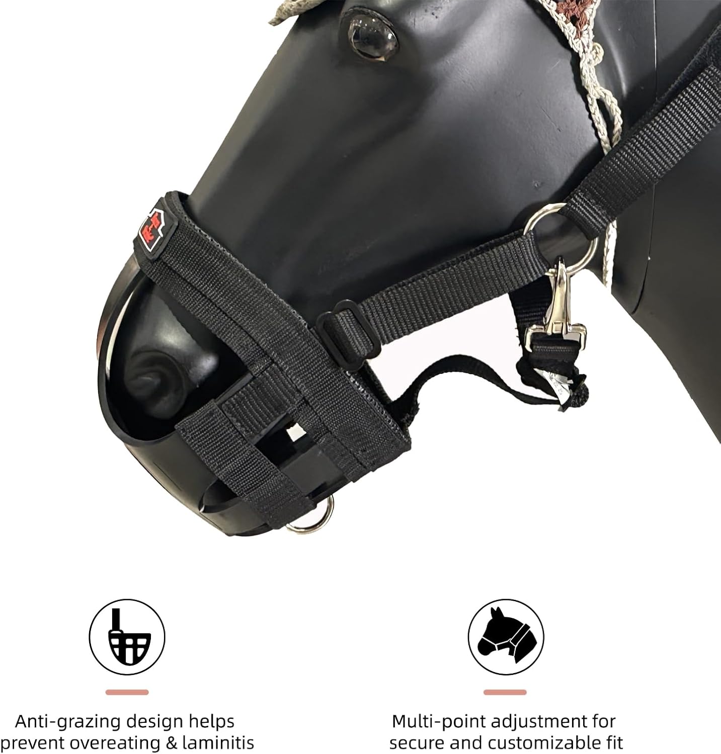 BARN & STABLE Horse Grazing Muzzle Halter for Easy Breathe, Comfortable Professional Horse Muzzle Grazing with Adjustable Straps, Velcro and Buckles, Suitable for Precaution of Laminitis