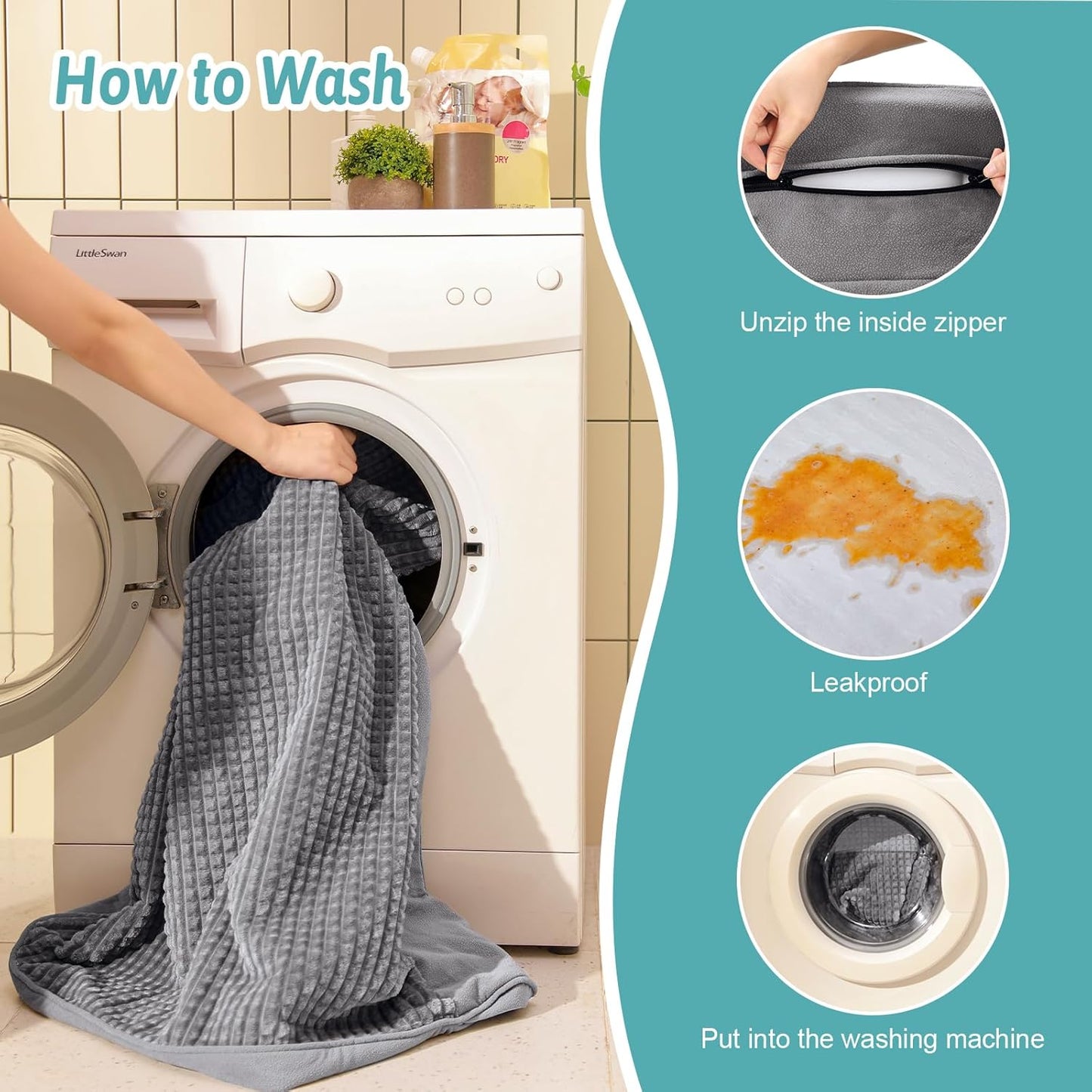 Orthopedic Dog Bed for Large Dog, Pet Couch for Medium Dog Cat, Big Supportive Foam Bolster Sofa with Waterproof Lining Cover, Anti-Slip, Comfort, Washable, 36x27x7.5 in, U Shape, Grey