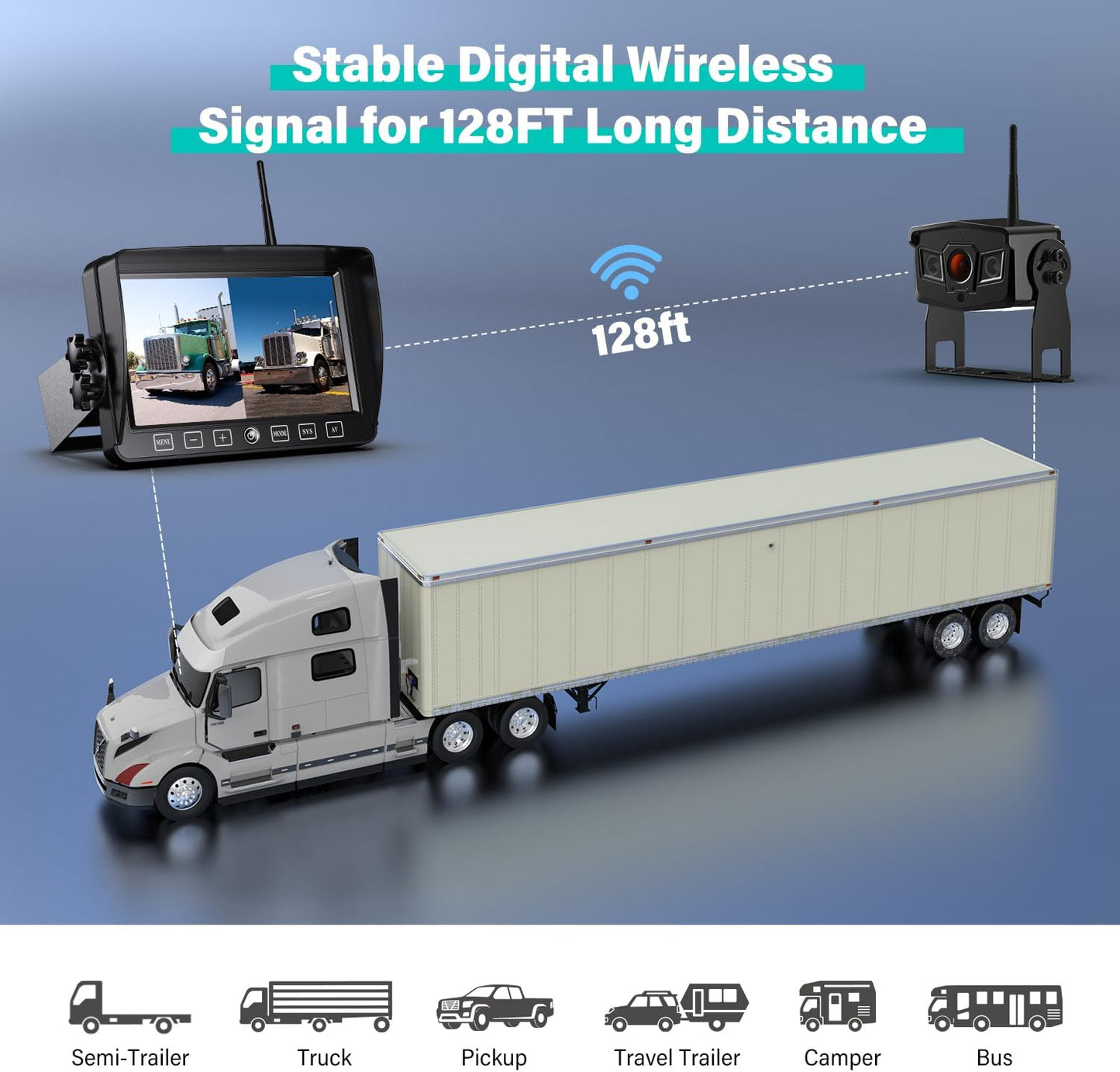 Wireless Backup Camera, 9 Inch HD 1080P Loop Recording Monitor with 2 Rear View Camera System for Cars, Trucks, RV, Trailers, IP69K Waterproof 152ยฐ View Camera, Stable Wireless Signal (W902)