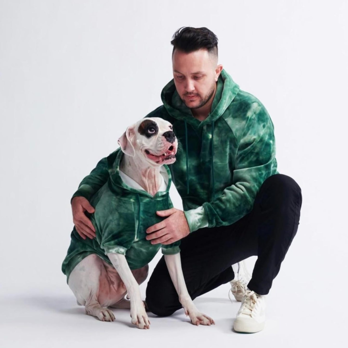 Spark Paws Dog Hoodie – Premium Dog Sweater for Small, Medium, and Large Dogs | Warm Outfits for French Bulldogs, Pitbull, Puppy, Winter Jacket Alternative - Green Skydye, 5XL
