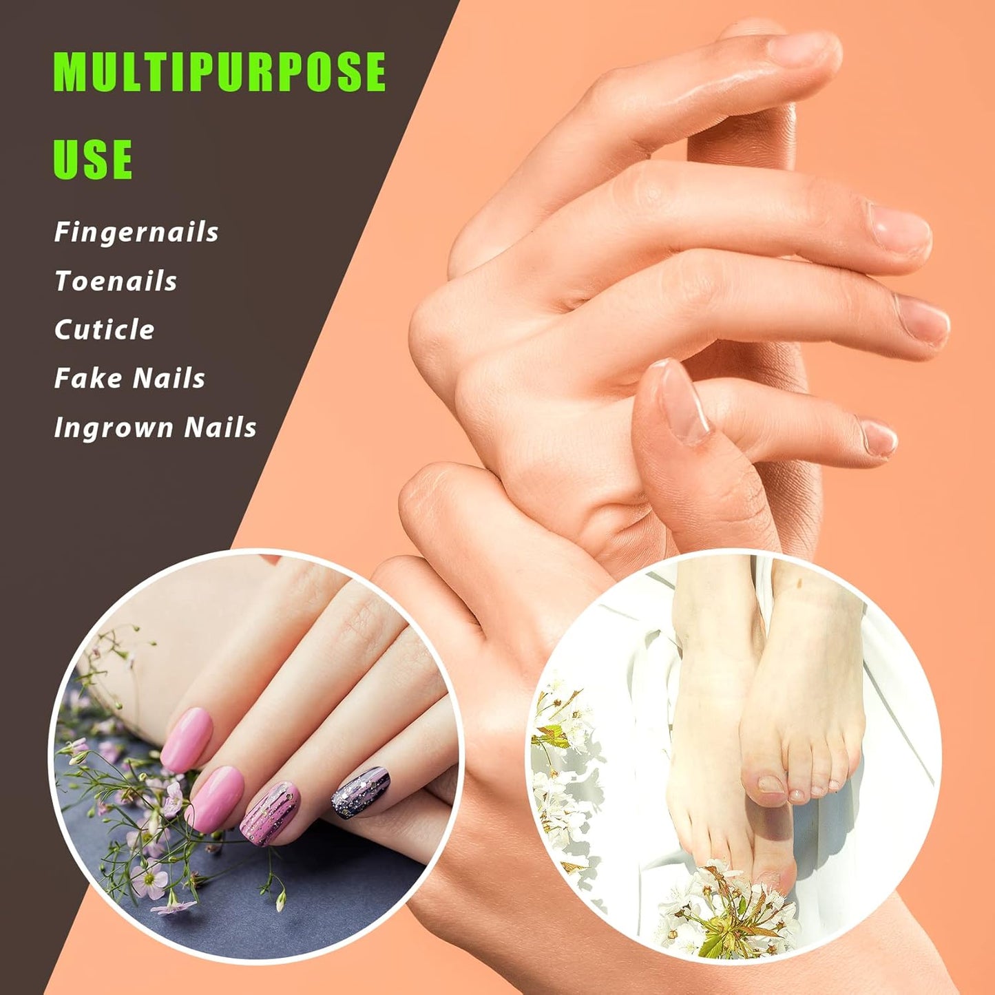 Nail Clippers Set, Toenail Clippers for Thick and Ingrown Nails, Fingernail Cutters for Men Women with PU Case 4PCS