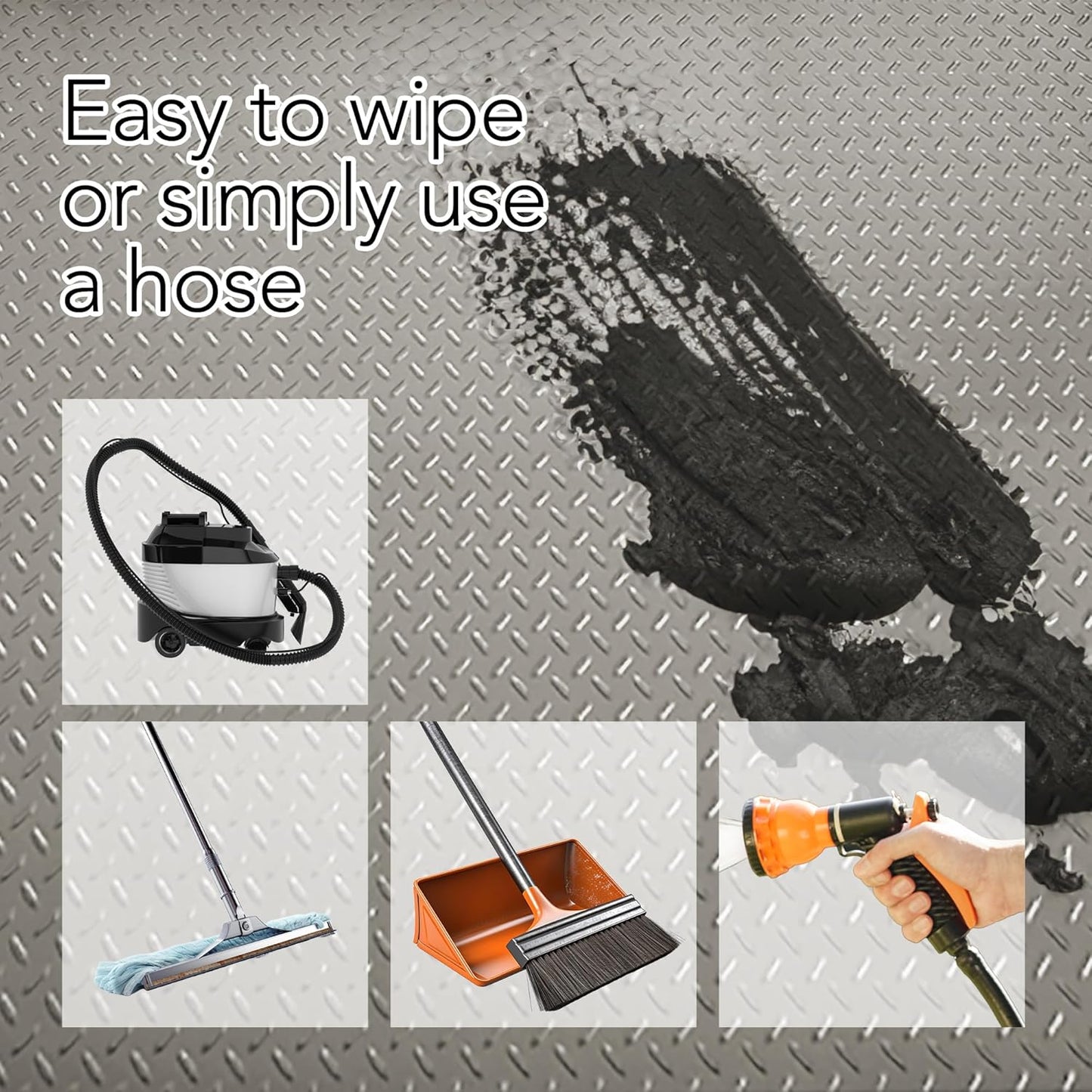 RESILIA Heavy Duty Garage Floor Runner & Protector Mat - Slip Resistant Diamond Plate PVC Mats - Water, Spill, & Stain Resistant, Sandstone (4 feet x 10 feet)