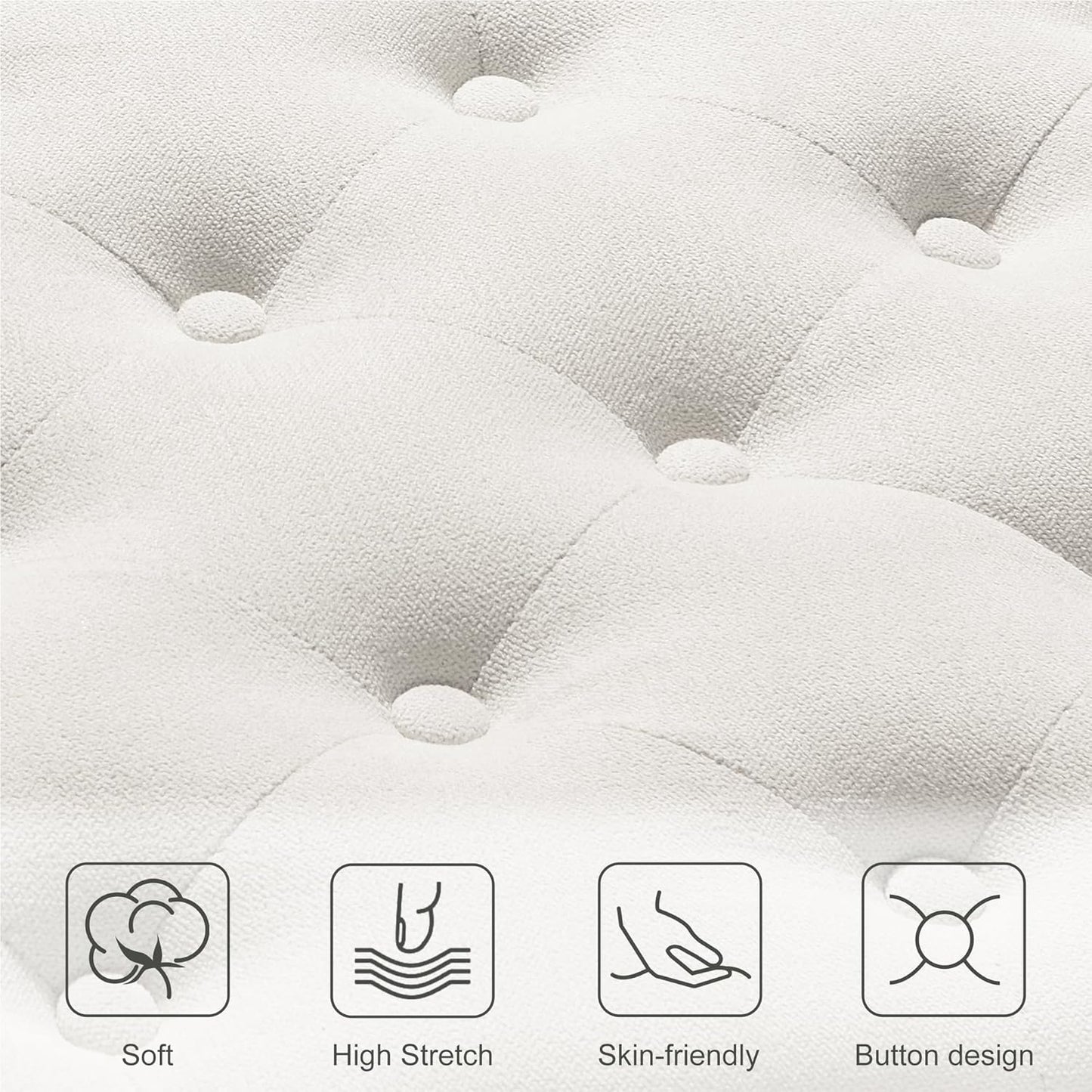 Ottoman with Storage,50.2-inch Upholstered End of Bed Storage Bench for Bedroom,for The Living Room,for Entryway, with Tray & Button and Safety Hinges,Detachable (White)