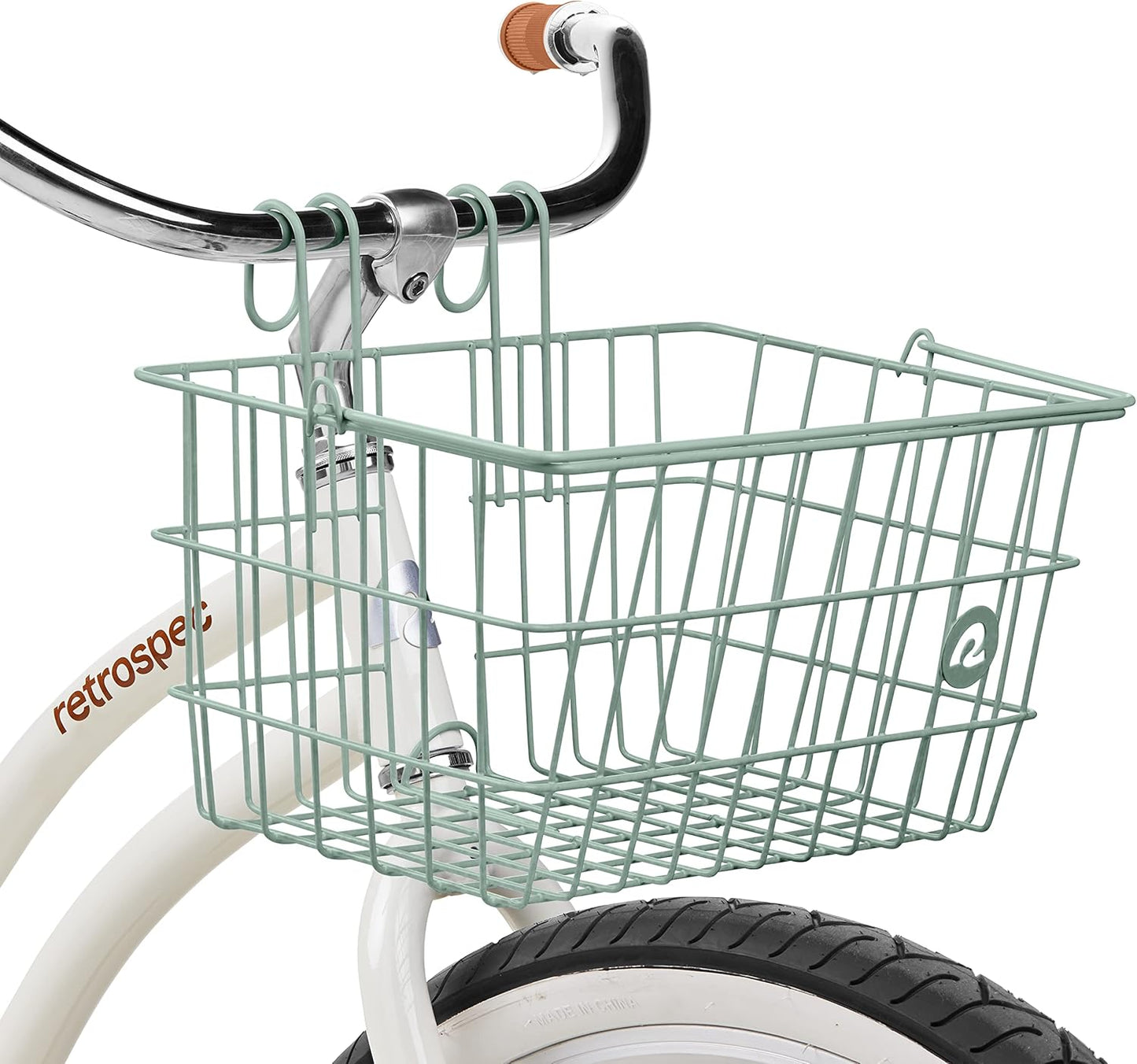 Retrospec Apollo-Lite Lift-Off Bike Basket - Detachable Steel Handlebar Basket with Carrying Handle for Commuting, Shopping & Beach Trips - 14.5in x 9.5in Weather-Resistant Biking Gear