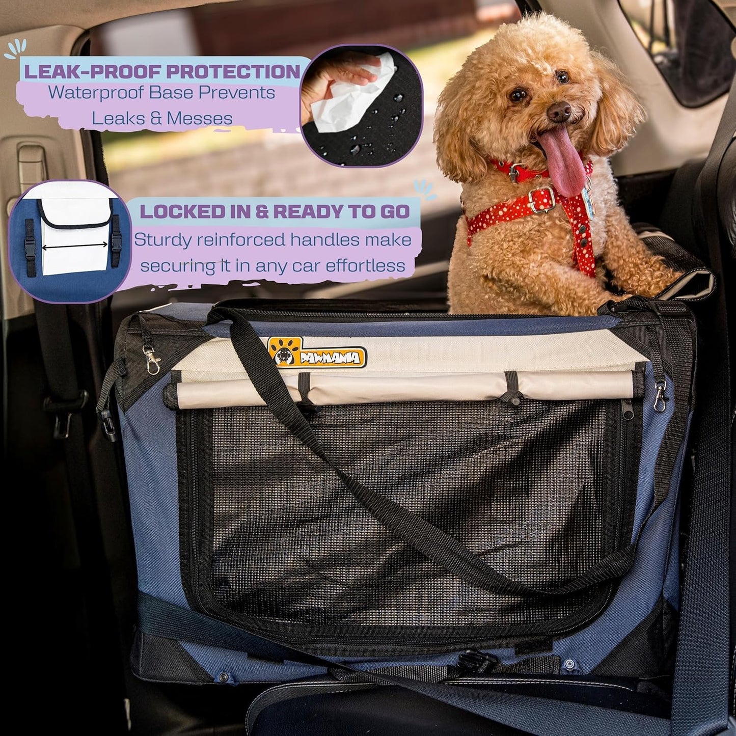 Extra Large Dog Cat Puppy Carrier 24"x16"x16" Foldable Soft Sided Travel Crate Portable Pet Kennel With Cushion Reduces Anxiety Saves Space Easy Vet Visits Secure Triple Entry Mesh Lightweight Durable