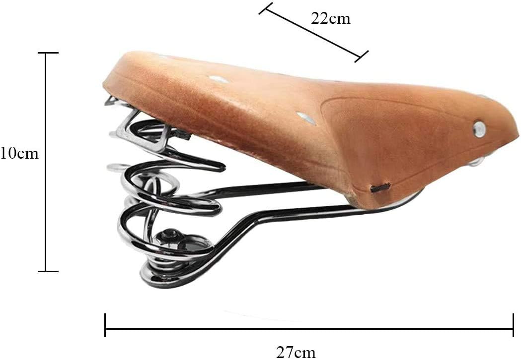 UNISTRENGH English Vintage Bicycle Saddle Touring City Saddle Comfortable Comfort Leather Bicycle Seat with Spring Rivets for Women Men