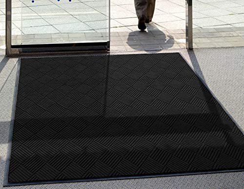 M + A Matting WaterHog Diamond | Commercial-Grade Entrance Mat with Rubber Border – Indoor/Outdoor, Quick Drying, Stain Resistant Door Mat (Bordeaux, 4' x 10')
