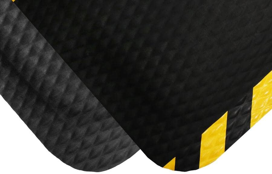 American Floor Mats Hog Heaven 5/8 inch Black & Yellow Border 5' x 4' Nitrile Backed Anti-Fatigue Comfort Mat