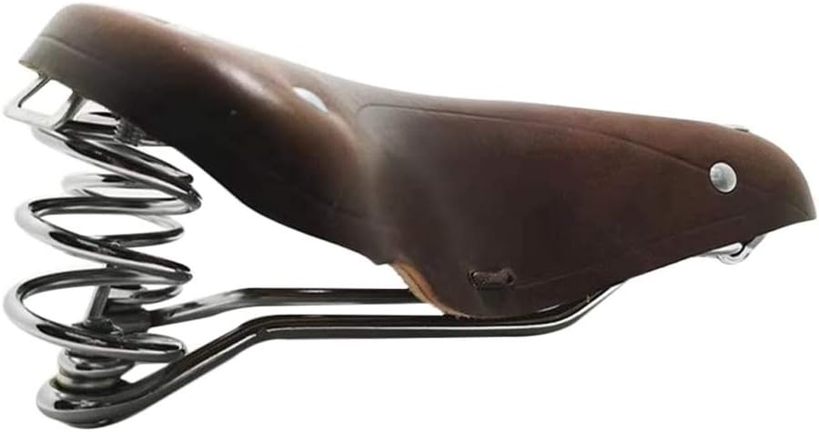 UNISTRENGH English Vintage Bicycle Saddle Touring City Saddle Comfortable Comfort Leather Bicycle Seat with Spring Rivets for Women Men