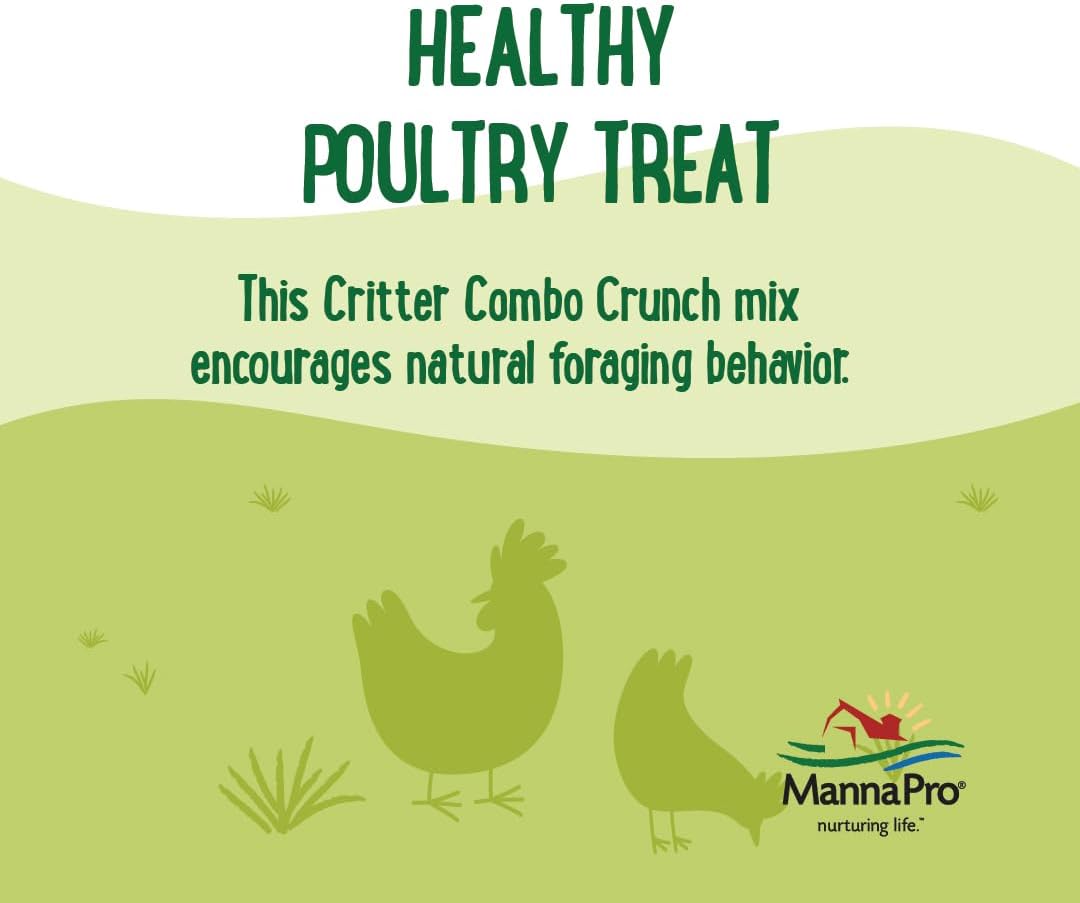Manna Pro Farmhouse Favorites Critter Combo Crunch Poultry Treat - Protein Poultry Treat - Encourages Natural Foraging Behavior - 100% Natural Blend of Soldier Fly Larvae, Mealworms & Shrimp - 2lb Bag