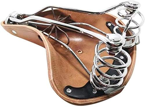 UNISTRENGH English Vintage Bicycle Saddle Touring City Saddle Comfortable Comfort Leather Bicycle Seat with Spring Rivets for Women Men