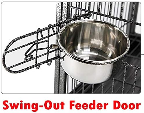 Portable Heavy Duty Travel Bird Parrot Carrier Cage Feeding Bowl Play Stand with Handle
