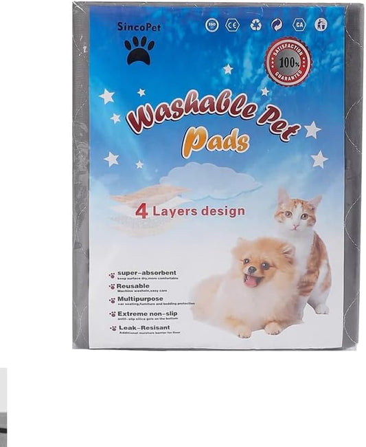 SincoPet Washable Pee Pads for Dogs + Free Puppy Grooming Gloves/Quilted, Fast Absorbing Machine Washable Dog Whelping Pad/Waterproof Puppy Training Pad/Housebreaking Absorption Pads