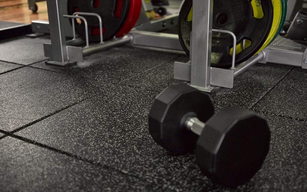 American Floor Mats - Extreme Rubber Gym Tiles - 1 Inch Thick Colorful Rubber Gym Tiles - Superior Shock and Sound Absorbing Tiles - 95% Light Greys 4 Tile Pack (Covers 16 Sq Ft)