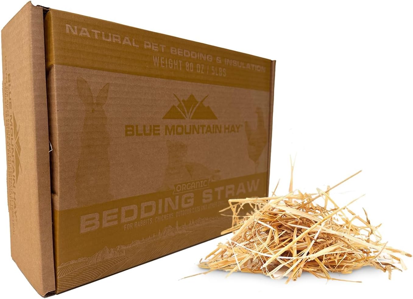 Blue Mountain Hay | Organic Bedding Straw (5 lb) | Natural Pet Bedding & Insulation for Rabbits, Guinea Pigs, Goats, Chickens, Stray & Feral Cats, and Small Animal Shelters