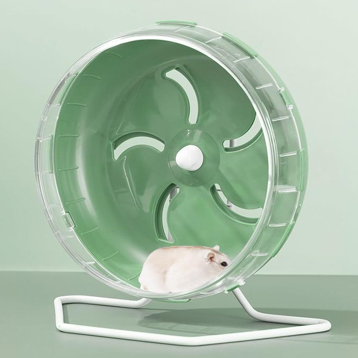 Jeeone Silent Hamster Wheel 7 inch, Hamster Exercise Wheel, Height-Adjustable Hamster Wheel Cage Accessories, Hamster Running Toys Small Animals Exercise Wheels (Green)