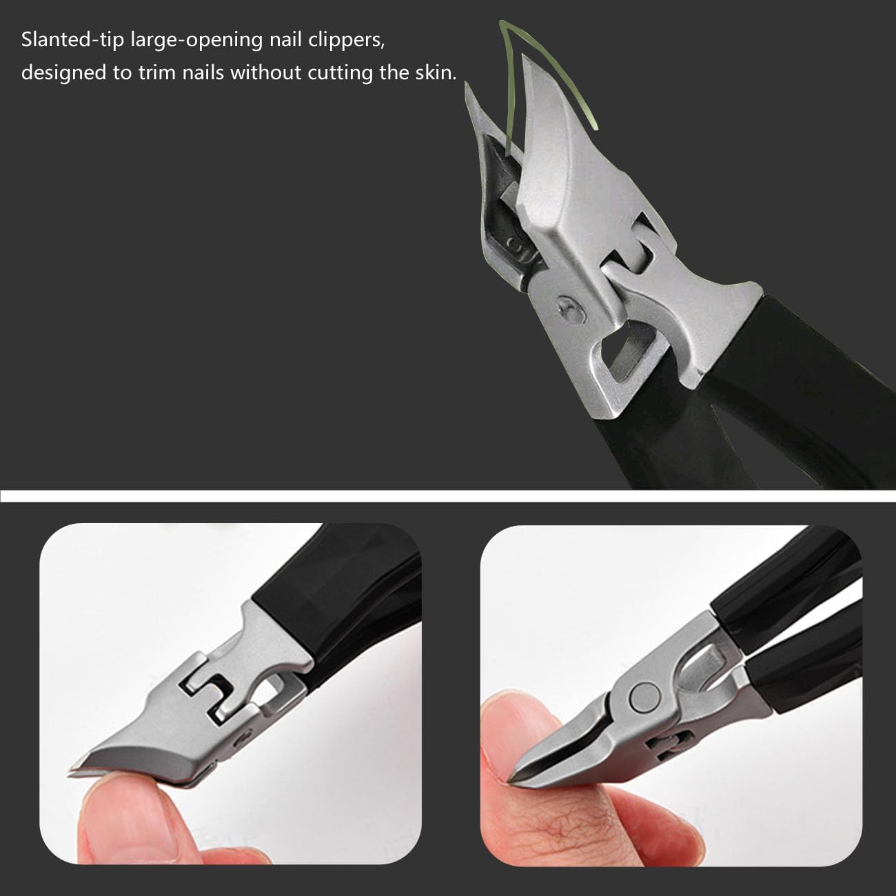 Angled Nail Clippers Black Eagle Beak Oblique Slanted Curved Thick Professional Nail Clippers for Women Adult Men Ingrown