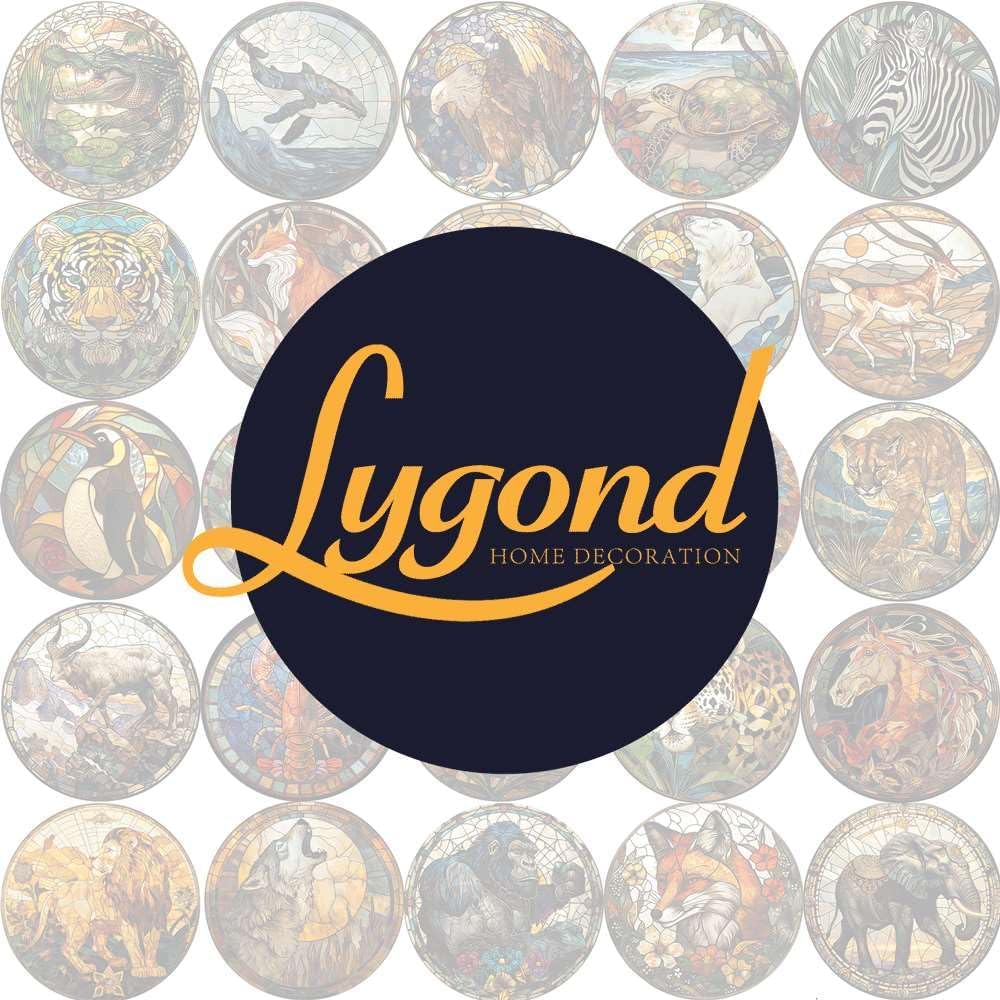 Lygond Metal Sign Tin Sign Circular Stained Glass Harbor Tin Sig For Pet 12×12 Inches