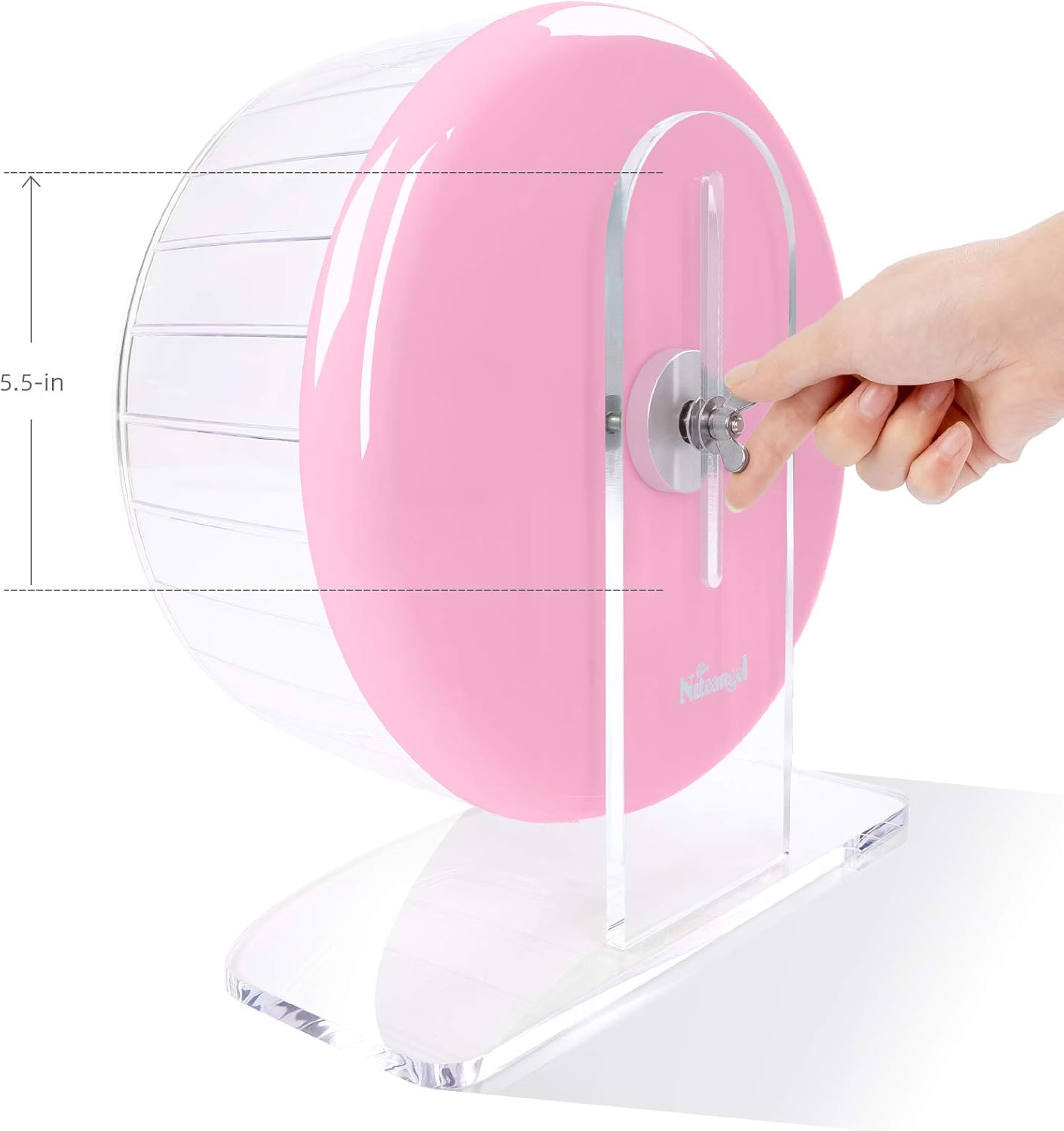 Niteangel Super-Silent Hamster Exercise Wheels: - Quiet Spinner Hamster Running Wheels with Adjustable Stand for Hamsters Gerbils Mice Or Other Small Animals (L, Pink)