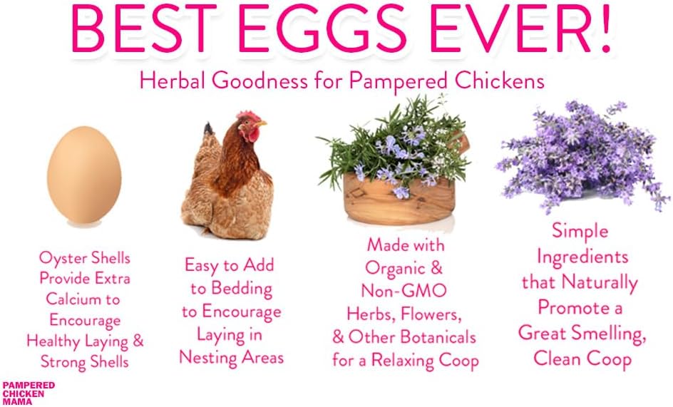 Pampered Chicken Mama Best Eggs Ever! Nesting Herbs for Chickens (2 Pounds Total) for Chicken Nesting Boxes Calcium Supplement for Chickens | Chicken Feed Supplies, Hen Treats for Coops (2 Bags)