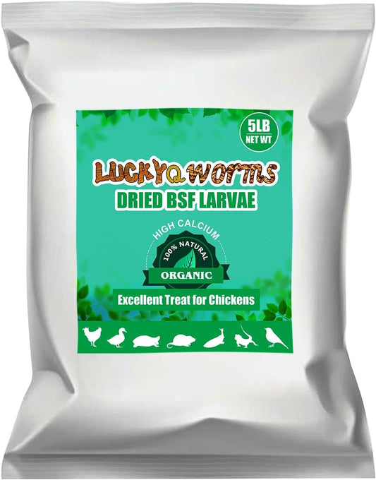 Dried Black Soldier Fly Larvae, 85X More Calcium Than Mealworms High-Protein BSF Larvae Chicken Treats Non-GMO BSFL for Chickens, Hens, Ducks, Wild Birds 5LBS