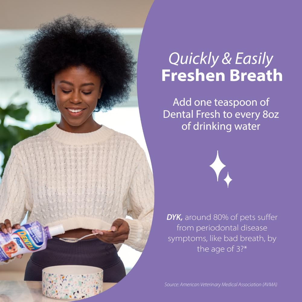 Dental Fresh Advanced Plaque and Tartar Water Additive, 8oz – Dog Teeth Cleaning Formula to Freshen Breath and Improve Overall Oral Health