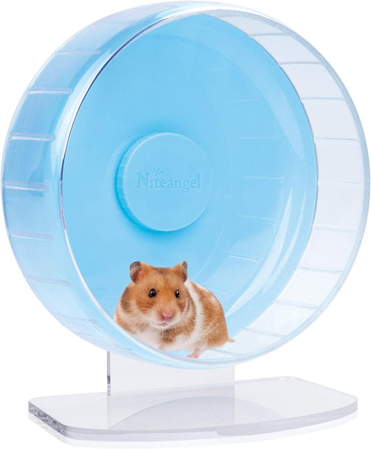 Niteangel Super-Silent Hamster Exercise Wheels: - Quiet Spinner Hamster Running Wheels with Adjustable Stand for Hamsters Gerbils Mice Or Other Small Animals (M, Light Blue)