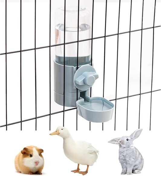 Rabbit Water Bottle 17 OZ Bunny Hanging Water Fountain Automatic Guinea Pig Water Dispenser No Leak Drinking Feeder for Bunny Chinchilla Hamsters Cat Dog Small Animals (Blue)