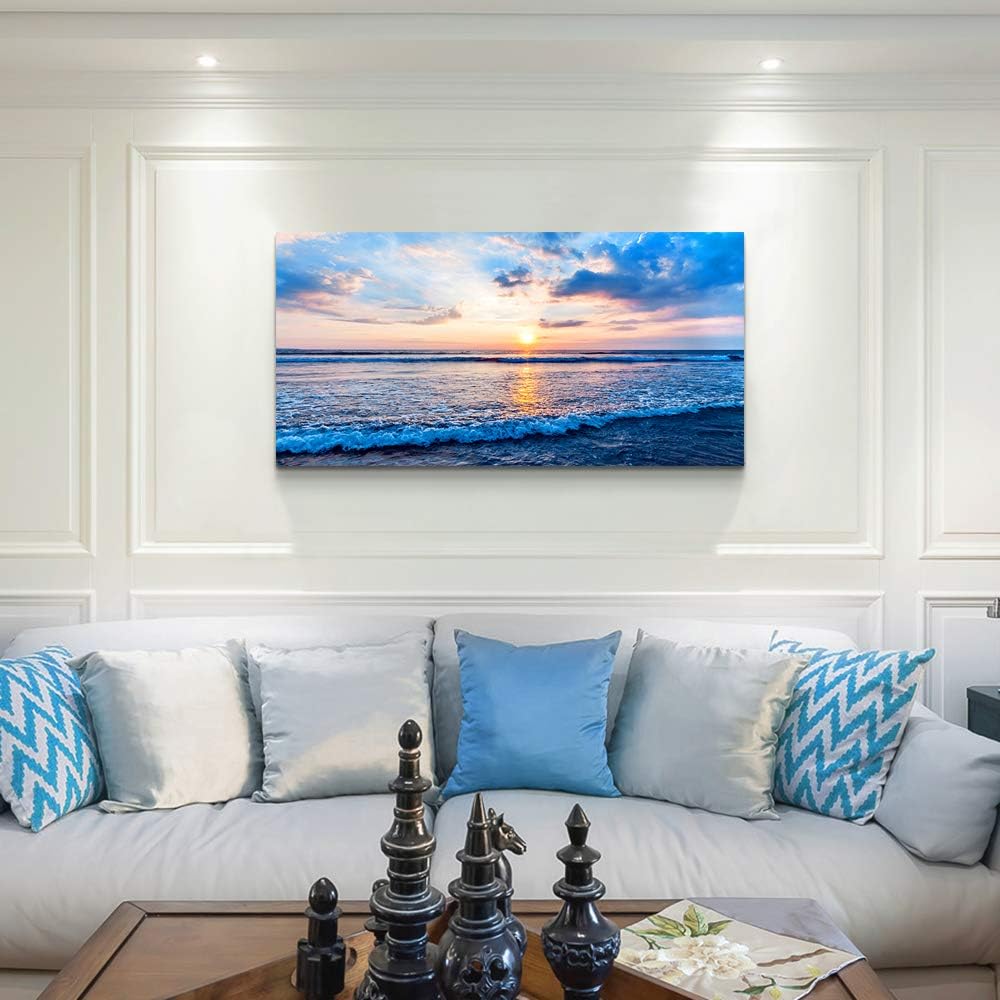 Lapremoly Blue Ocean Wall Painting Canvas Art For Living Room, Office, Bedroom - Large Wall Decor - Ready To Hang