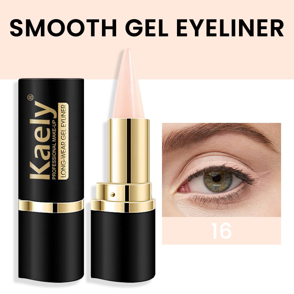 evpct Warm Pink Long Wear Gel Eyeliner Pencils for Women, Light Nude Eye Liner Pencil Pen Natural Makeup Glide Smooth, Eye Liner Waterproof Smudge Proof, Cream Eyeliner Lipstick Set delineador de ojos