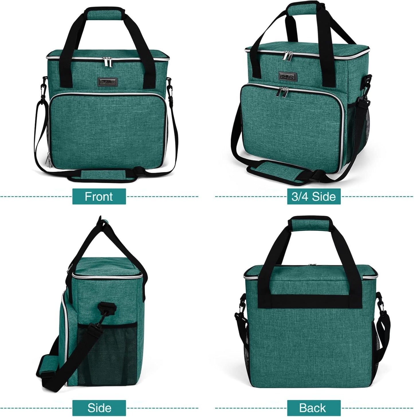 BAGLHER Pet Travel Set Airline-Approved Carrier for Small/Medium Cats & Dogs + Travel Bag with Food Containers & Silicone Bowls, Grey & Green