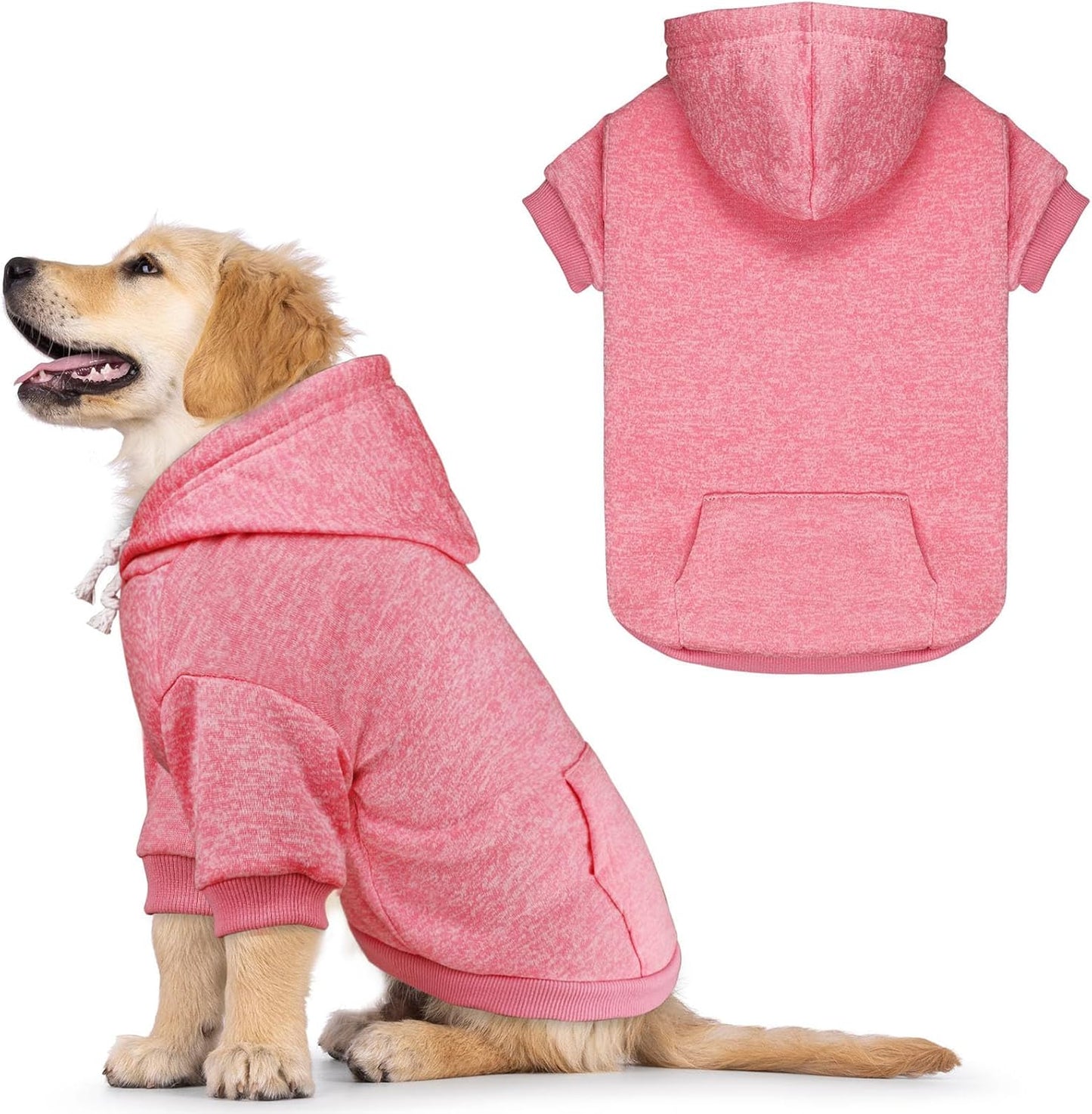 Dog Sweaters for Small Dogs Dog Hoodie Fleece Soft Pet Clothes Sweatshirt with Pocket Pet Hoodie for Small Dogs Puppy Sweater(Pink&S)