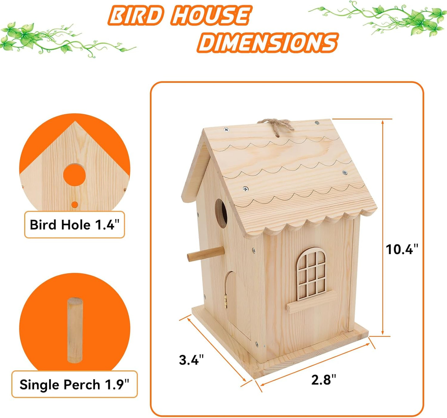 Lalafancy DIY Wooden Bird House Kit for Kids and Adults, Build it Yourself Birdhouse Kits for Outside with Paint Strips, Woodworking Adult Crafts, Hanging Birdhouse for Garden Yard Decor Gifts