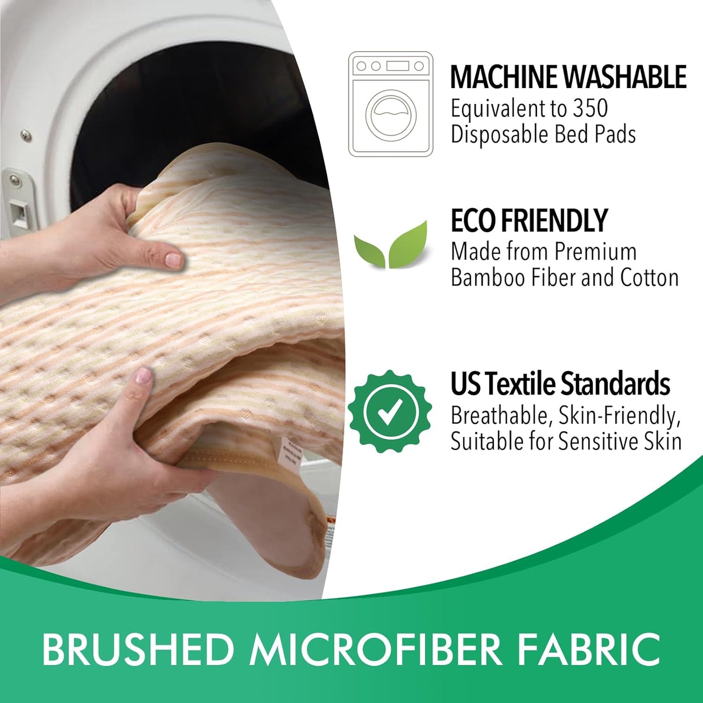 Bed Pads for Incontinence Washable Waterproof, 47" x 31" (Pack of 1) - Reusable Large 4-Layer Soft Pee Pads for Adults, Women, Elderly, Pets, Bed Underpads for Bed, Sofa, Couch, Furniture - KELISITING