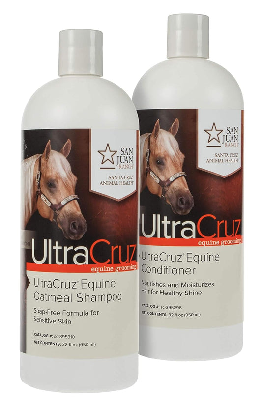 UltraCruz Equine Oatmeal Horse Shampoo and Conditioner Bundle, 32 oz Each