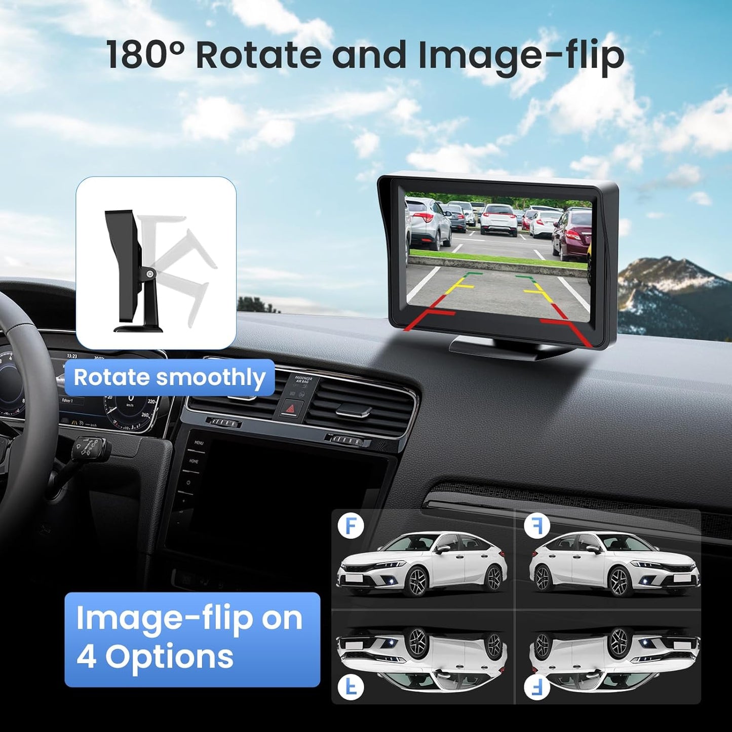 5'' HD 1080P Backup Camera, Backup Camera for Car, Reverse Rear Camera with Night Version 130° Wide Angle, Waterproof, Strong Signal for Car, Van, Truck, Trailer