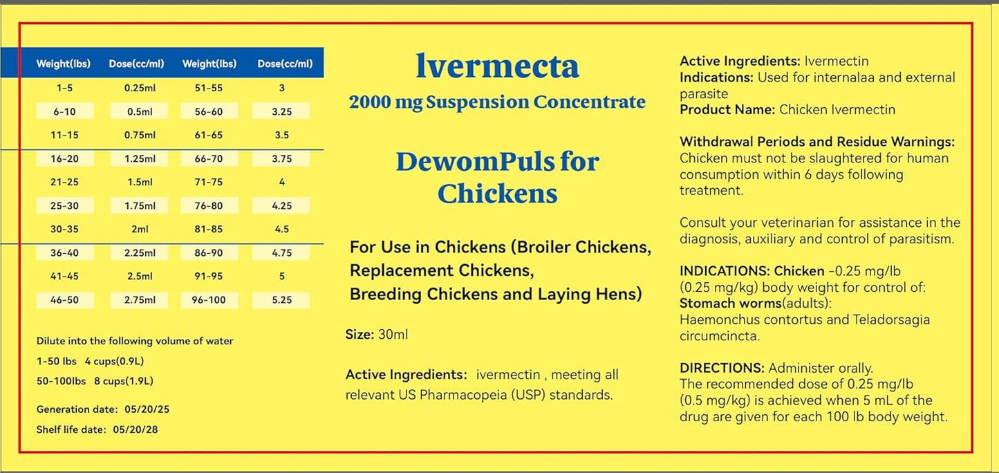 Poultry Chicken Supplies, Safe for Eggs, 30 mL