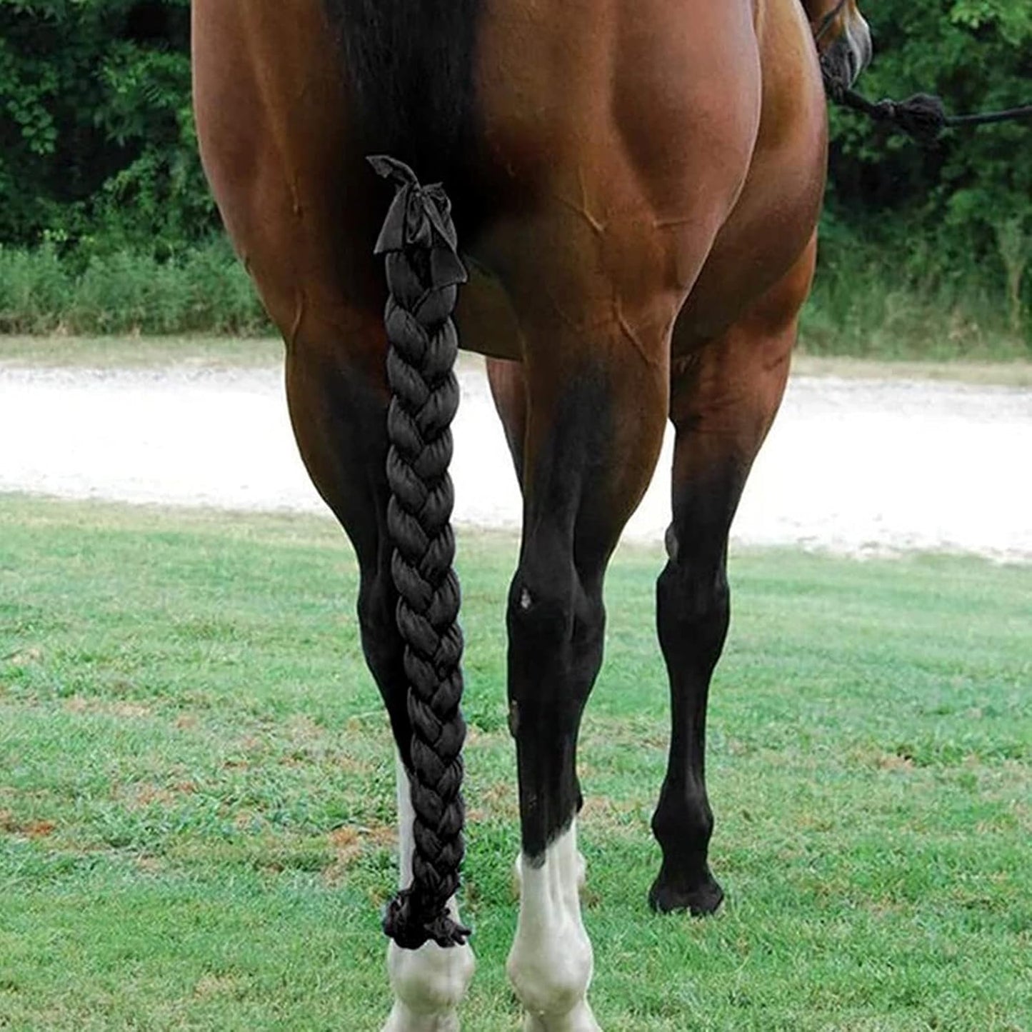 Durable Braid-in Ponytail Tube Tail Bag for Horses (Black)