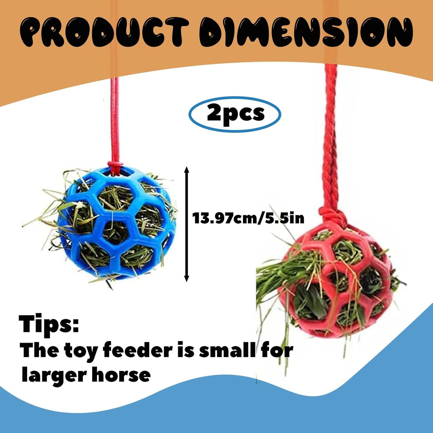 2 Pcs Novelty Hay Ball for Horses to Play with and Relieve Stress, Bright Color Hay Balls for Goats to Avoid Boredom