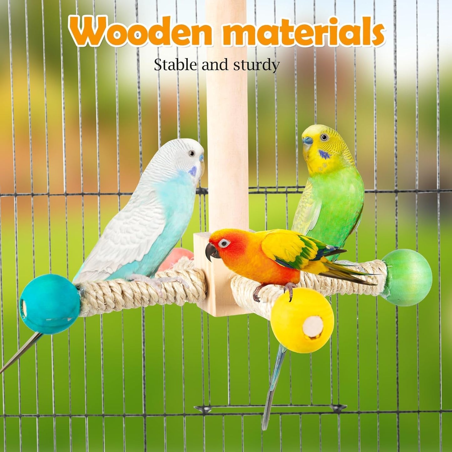 Rotating Bird Perches Toy, Interactive Spinning Parrot Parakeet Toys, Wooden Exercise Stand Bird Cage Accessories for Budgies,Cockatiels,Small Birds