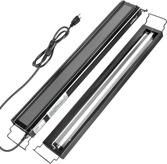 Oiibo T5 HO Reptile Light Fixture UVB Lighting Combo Kit, Reptiles Terrarium Lamp Hood Light Fixture Include UVB 10.0 Desert Reptile Light for Bearded Dragon Gecko Lizard (24W)