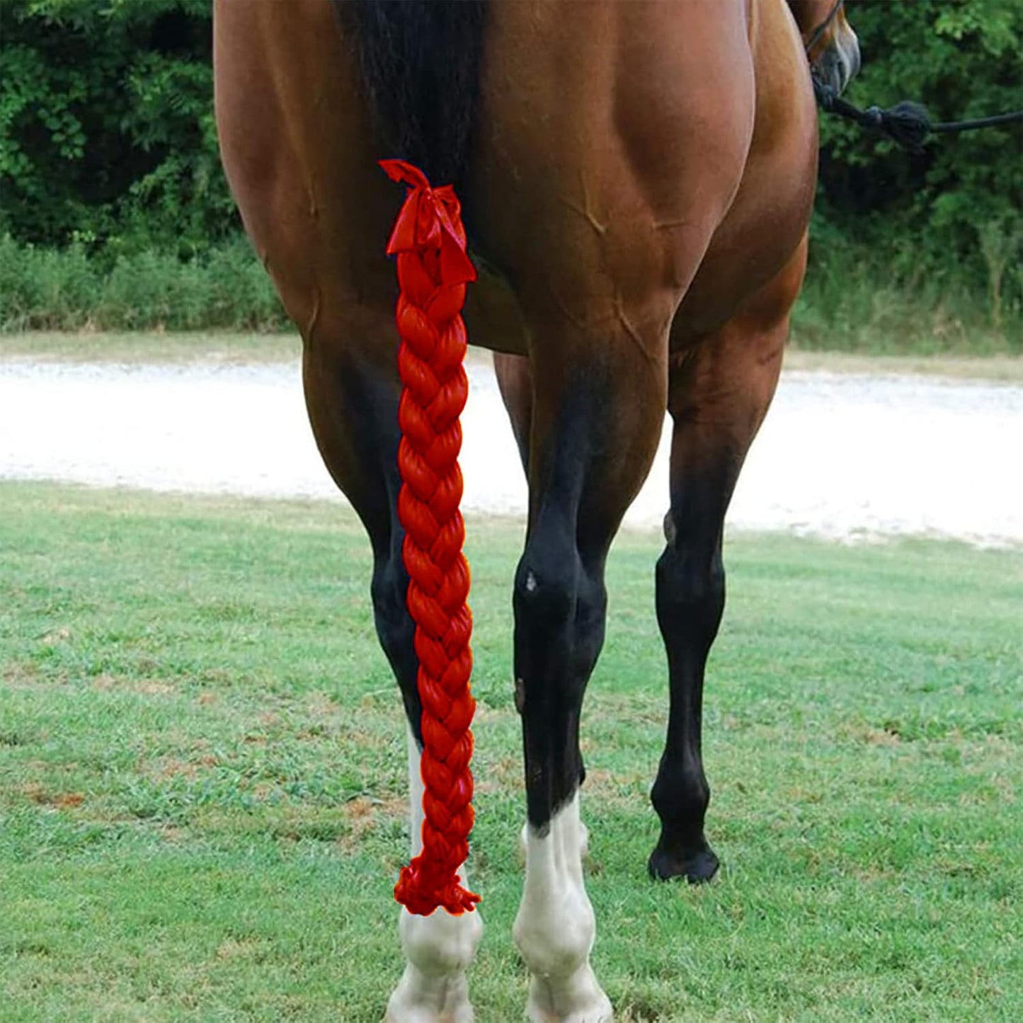 Horse Ponytail, 3 Tube Horse Tail Bag Solids for Horses (Red)