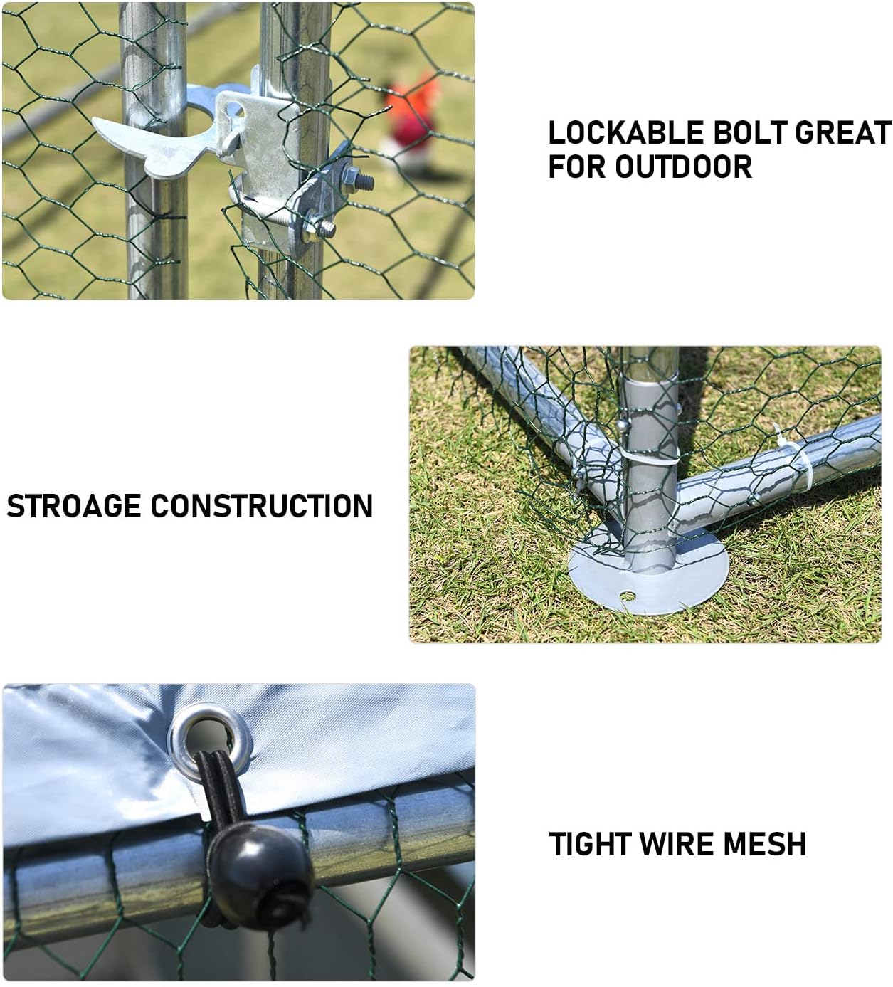 1.26'' Chicken Runs for Yard with Cover, Large Metal Chicken Run Walk in Metal, Outside Dog Kennel with Roof, Flat Roofed Outdoor Kennel for Cats(9.2’L x12.5’Wx 6.4’H)