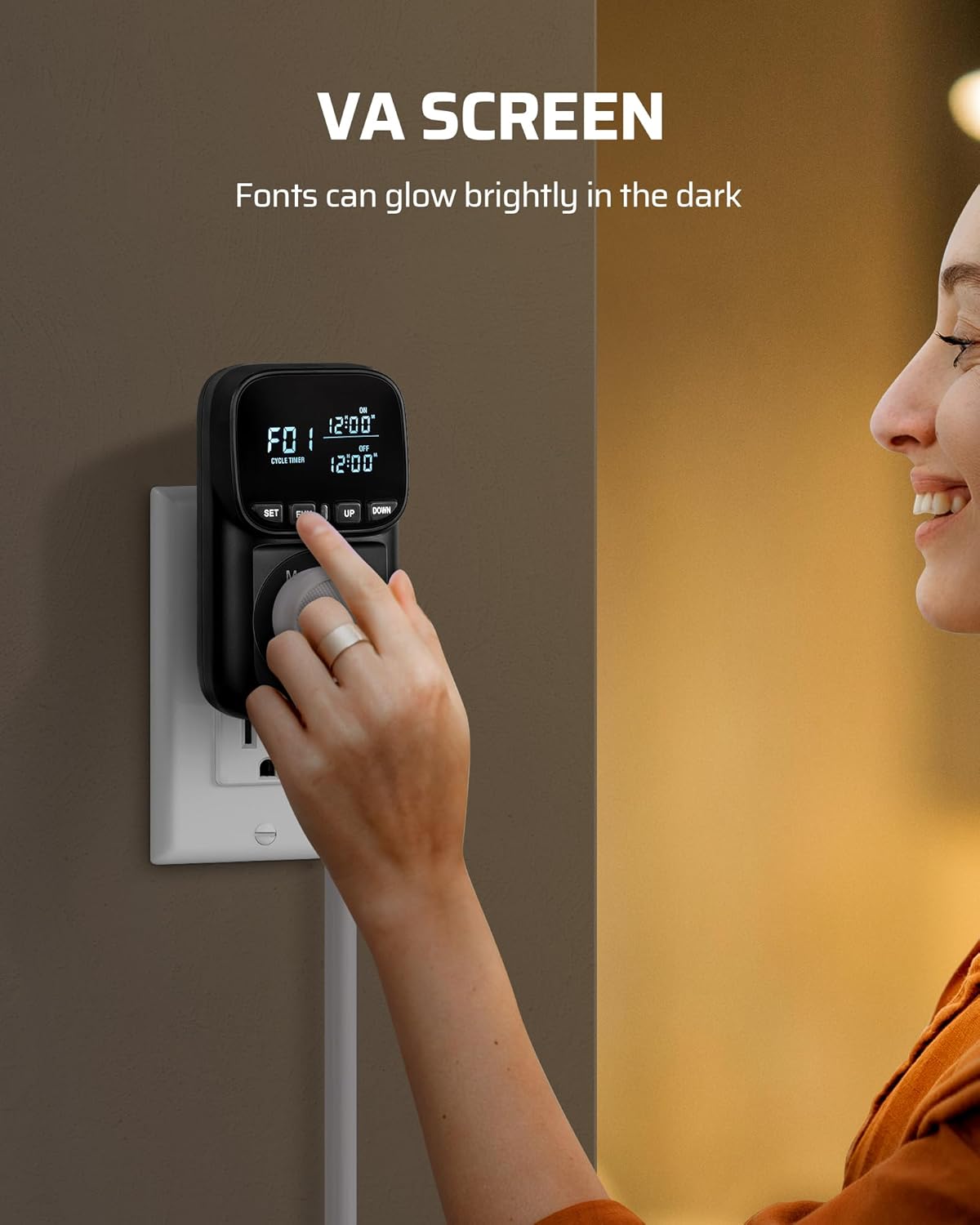 DEWENWILS Digital Temperature Controller, Heavy Duty 15A/1800W Thermostat Outlet Plug, VA Display Heating Cooling Control Timer, -40℉~210℉, Cyclic Timing/Countdown, for Greenhouse Incubator, Black