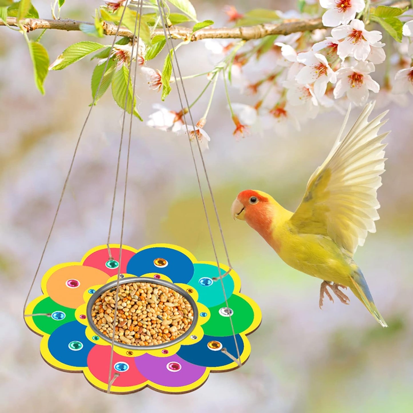 Fennoral 4 Pack Bird Feeder Kits for Kids Make Your Own Bird Feeders Wooden Art and Craft for Girls Boys Ornaments DIY to Paint Bird Feeders Craft for Spring Garden Outdoor Summer Activities Project