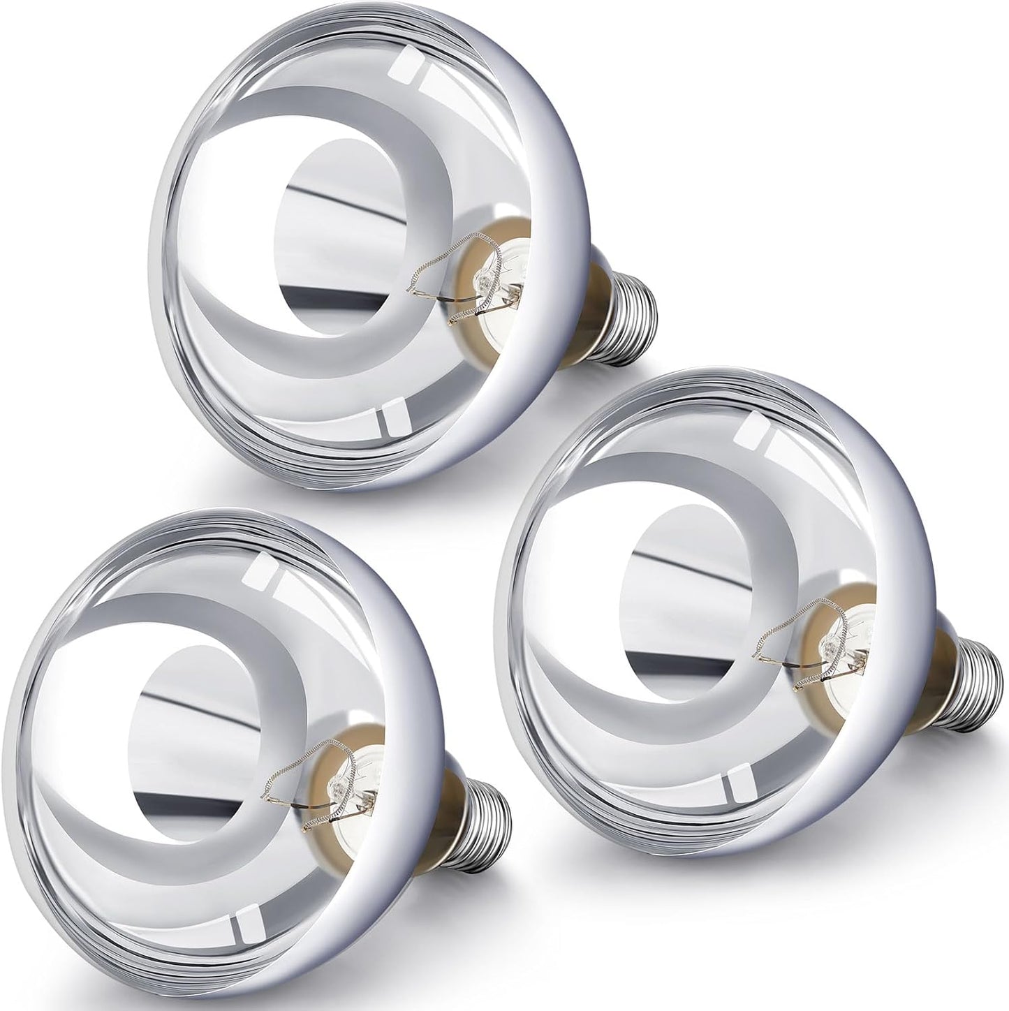 VIHOSE 3 Pack 250 Watt Heat Lamp 120v R40 Heat Lamp Bulbs Glass Incandescent Light Bulbs Incandescent Heating Lightbulbs for Reptiles Chicks Food Puppies Bathroom, Use E26 Base (Silver)