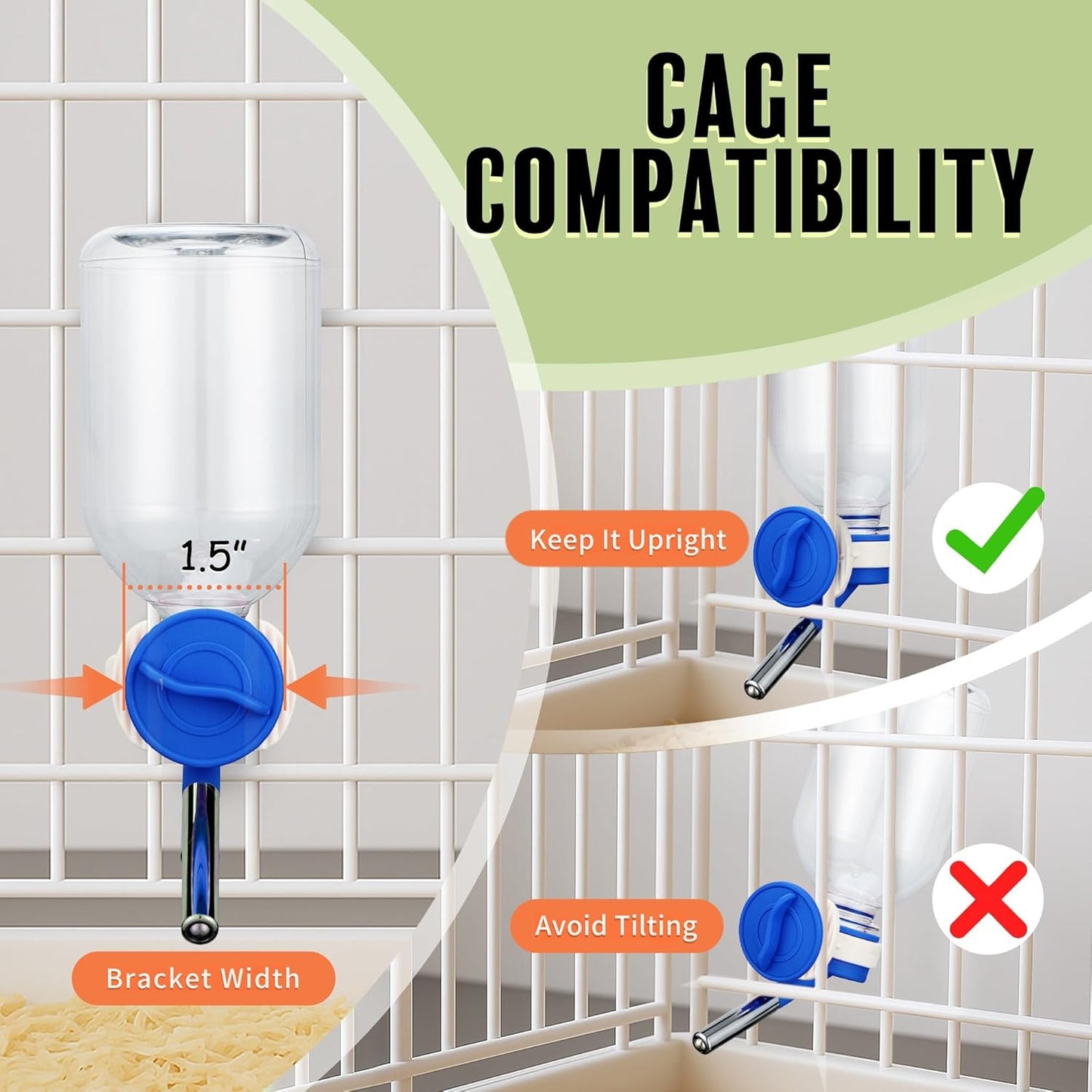 Choco Nose Patented No-Drip Water Bottle/Feeder for Guinea Pigs/Hamsters/Bunnies/Ferrets/Other Small Pets, Critters and Animals - for Cages, Crates or Wall Mount. 10.2oz. Nozzle 10mm, Blue (C128)