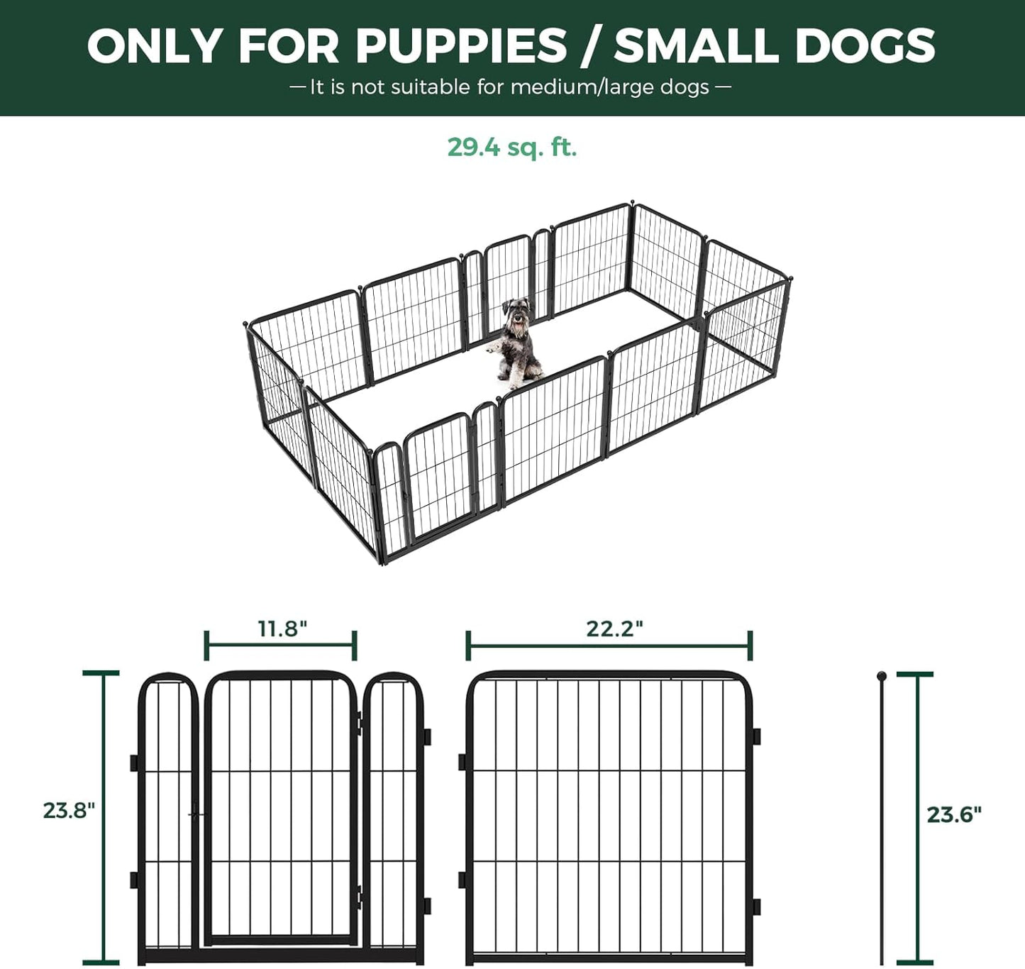 FXW Homeplus Unleashed Indoor Dog Playpen - Stress-Free and Safe Play, Heavy Duty 24 Inch 12 Wire Panels Dog Pen for Puppy and Small Dogs, Black│Patented