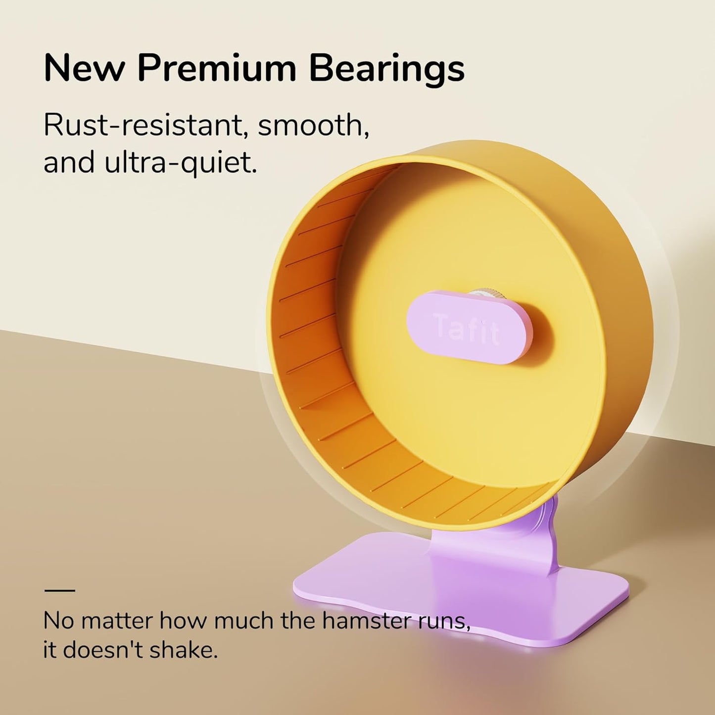 Silent Hamster Wheel 8.7 Inch Dual-Bearings Small Animals Quiet Running Exercise Wheels, Height Adjustable for Dwarf Hamsters, Gerbils, Mice, Hedgehog, or Other Small Pets, Grape Purple